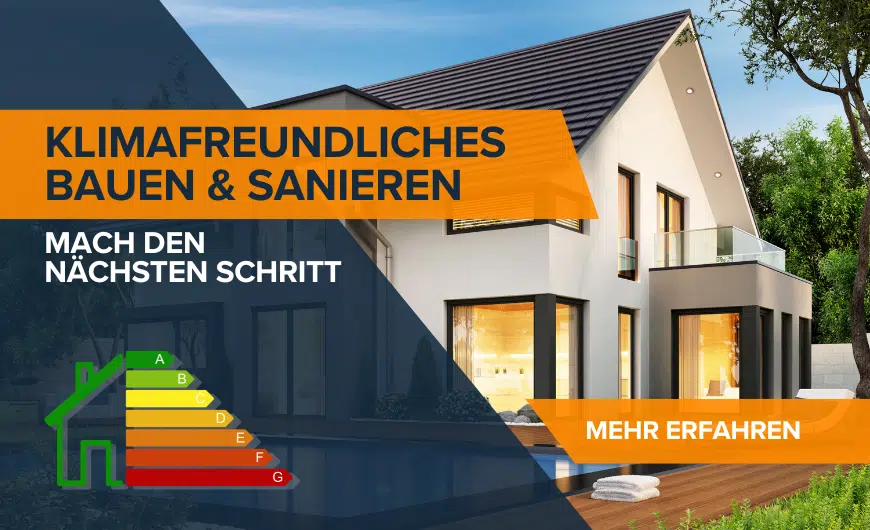 Nachhaltige Materialien und moderne Technologien beim klimafreundlichen Bauen und Sanieren, mit Fokus auf Energieeffizienz und Umweltfreundlichkeit.