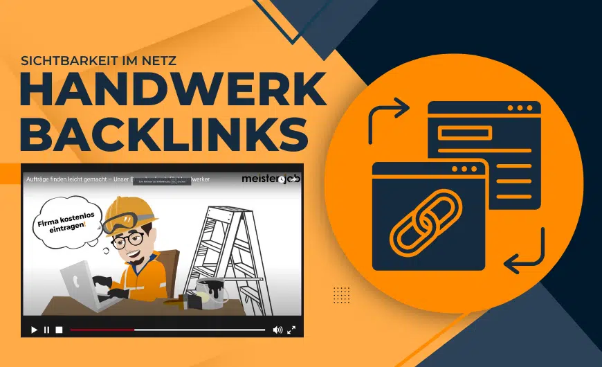 Illustration eines Handwerkers, der mit hochwertigen Backlinks seine Website optimiert