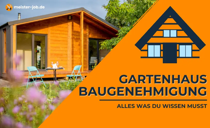 Ein modernes Gartenhaus mit gepflegtem Garten, das den Vorschriften entspricht.