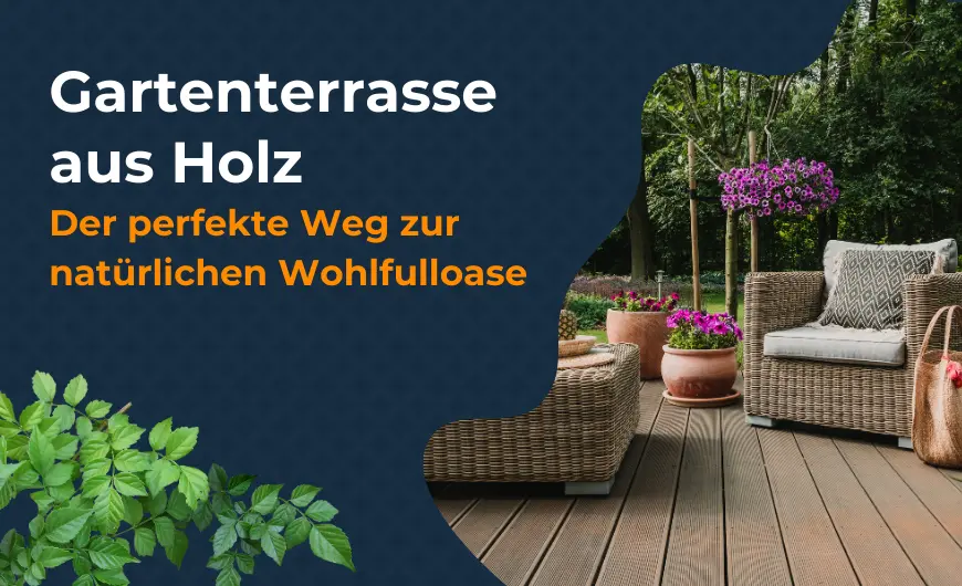 Holzterrasse im Garten mit stilvollen Holzdielen und gemütlicher Atmosphäre