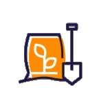 Gartenbauer bei der Gestaltung einer modernen Außenanlage mit Pflanzen, Wegen und Terrasse