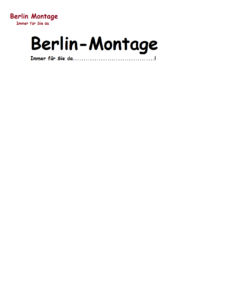 Berlin Montage Berlin, Deutschland